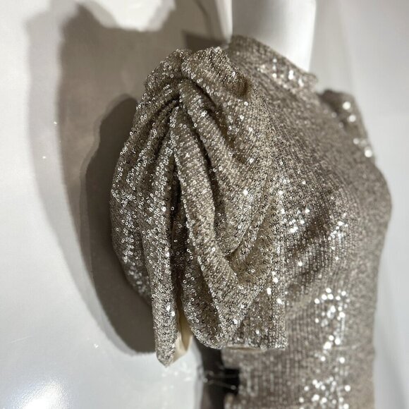 H&M SZ S Silver sequin midi dress formal party old glamour sexy vintage inspired - Picture 3 of 13